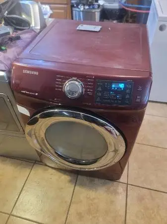 Samsung xxl 7.5 cu ft electric steam dryer, red, refurbished