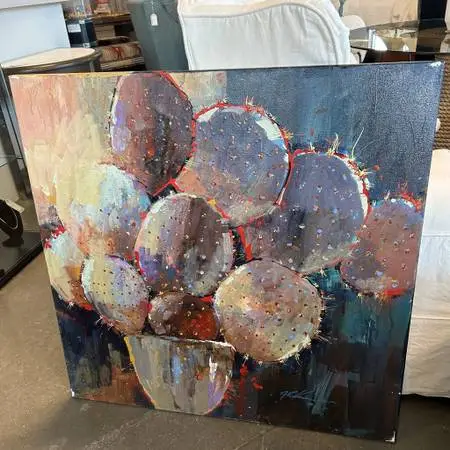 Original Red/Blue Prickly Pear Cactus - 36X36