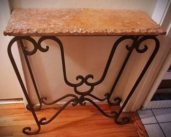 Travertine Marble Wrought Iron Table