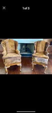 Cow Upholstered Chairs and Ottomans