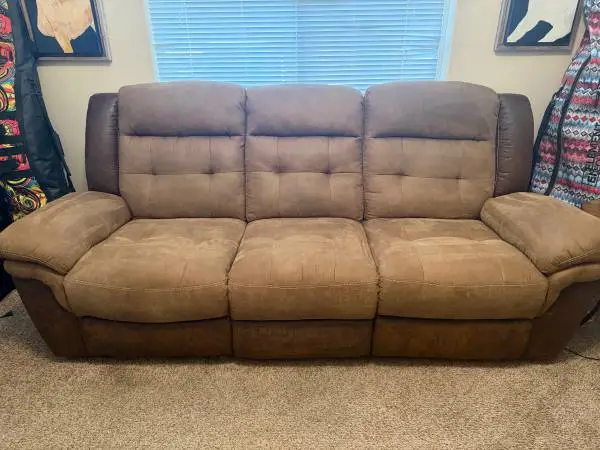 Sofa Dual Recliner- Metal Frame - Suede - $260 OBO!