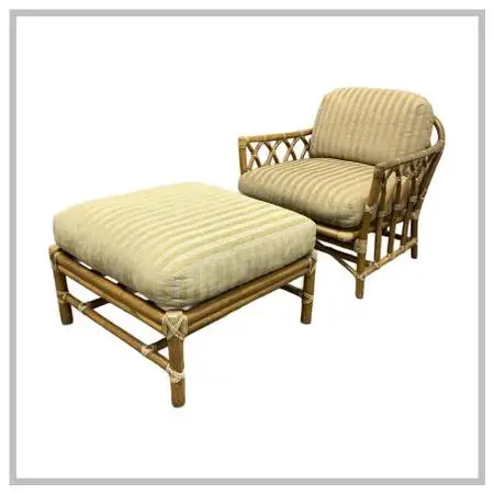 Mcguire Furniture Cathedral Lounge Chair + Ottoman, Vintage
