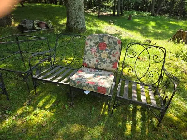 Wrought iron patio-sunroom furniture-sofa with cushions,corner table