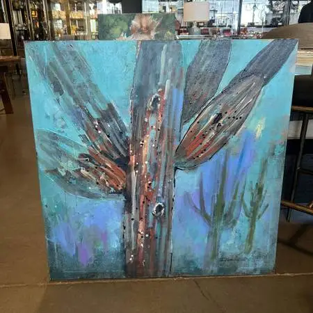 Original Blue Saguaro Art - 36X36