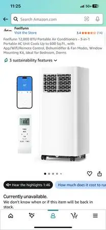 Portable AC unit 12,000btu NEW