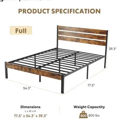 New full size bed