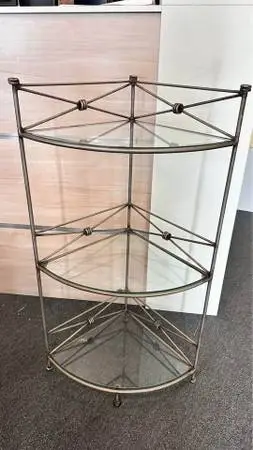 3-Tier Metal and Glass Corner Shelf