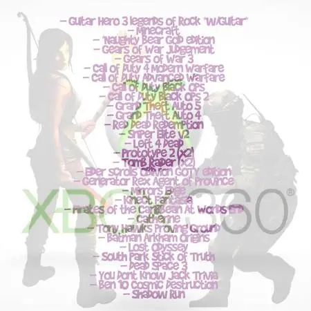 Xbox 360 32 games & guitar Resale box