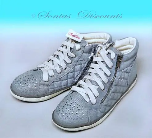JUSTICE Girls NWT High-Top Fashion Sneakers w/Rhinestones Sz.US 6