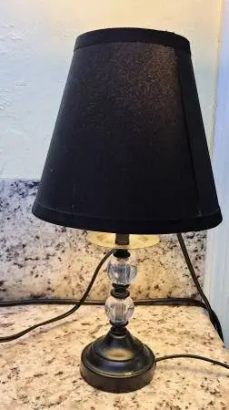 Small Table Lamp w/Black Linen Shade