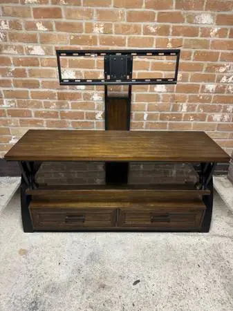 Tv Stand With Glass Shelf & Drawers