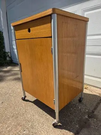 Mid Century Rolling Industrial Cabinet by Raymond Loewy