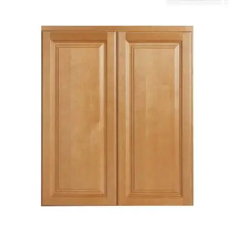 Pair (2) of Golden Oak Kitchen Cabinets Wall Mount with Modern Handles