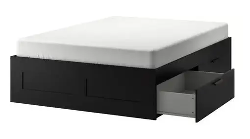 IKEA Brimnes Queen Bed frame with storage, black