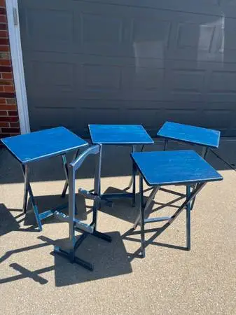 Blue T.V. trays and stand