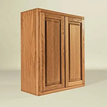 Pair of Oak Wall Kitchen Cabinets with Double Doors