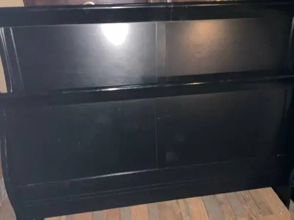 Double size sleigh bed, headboard, footboard, and side rails
