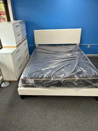queen white bedroom set brand new w/ free mattress