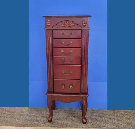 Vintage Wood Standing Jewelry Armoire
