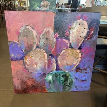 Original Pink/Purple Prickly Pear Art - 36X36