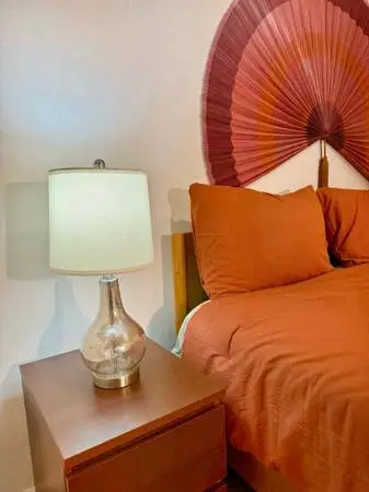Modern Mercury Glass Accent Table Lamp with USB Charging Port