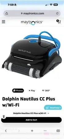 Nautilus CC Plus robotic pool cleaner