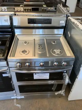 **SAMSUNG STAINLESS 5 BURNER GAS DOUBLE OVEN STOVE**ON SALE NOW**