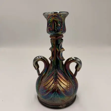 Vintage Fenton Double Swan Candlestick Holder - 4X4X7
