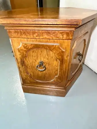 1960s Mid-Century Modern Hexagonal End Table + Storage