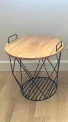 17.5 Diameter Metal Storage End Table with Removable Top