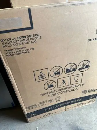 GE Large 7.8 cu ft Electric Dryer in box