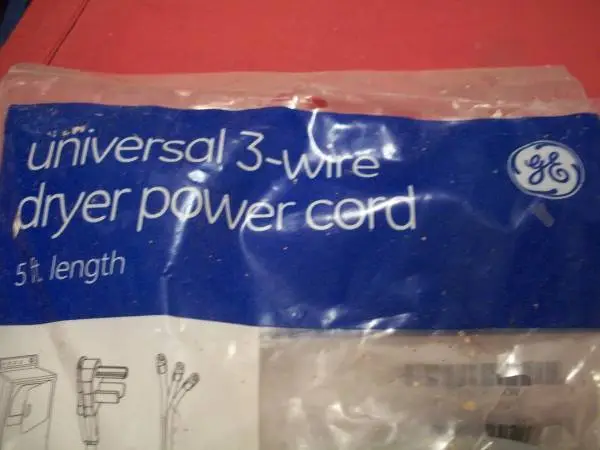 5 3-Conductor Clothes Dryer Power Cord, NEW!
