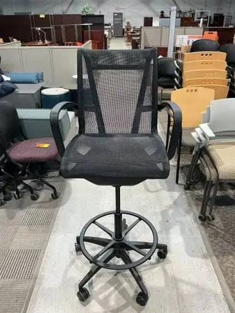 9 to 5 Cydia Drafting Stool / Chair in Black Mesh