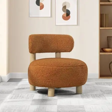 New Low-Profile Accent Chair in Soft Burnt Orange Fabric!
