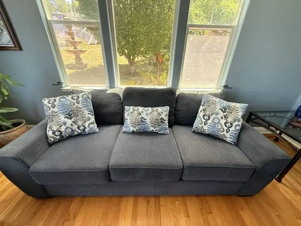Custom Living Spaces Sofa – Venus Marine Blue – Originally $995