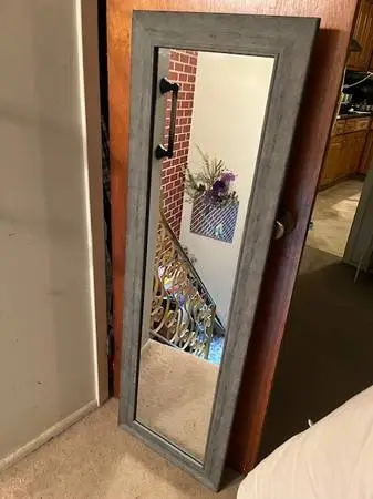 NEW: Rectangular Door Mirror, Wooden Framed, 53 x 17 inches