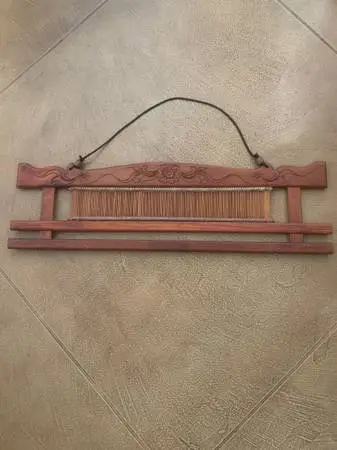 Tapestry Hanger Loom Decor Teak Wood Carved