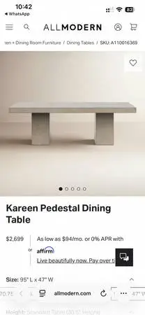 ALL MODERN Kareen Pedestal Dining Table