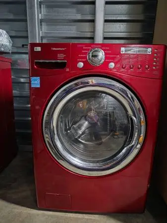 Red LG, Stackable Steam Washer and Dryer (Large Capaity Front Loading)