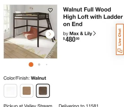 Loft style bed frame for full size mattress. (Brand New)