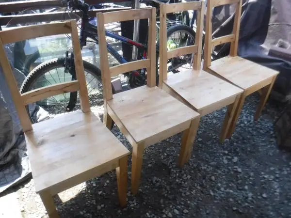 Set 4 Ikea Kitchen Chairs Natural Pine Wood