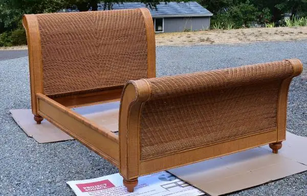 Rattan queen-size bed frame