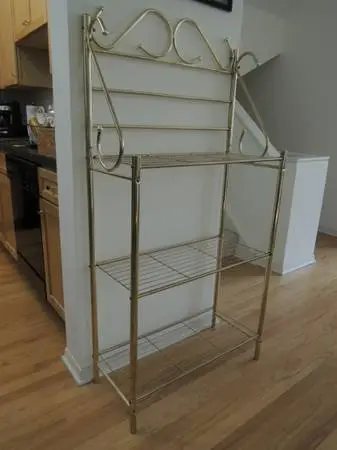 Bakers Rack Multi Use Brass Shelving Open Shelf Stand - Vtg