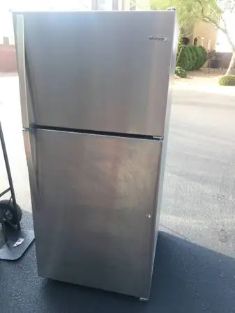 FREE DROP OFF - WHIRLPOOL 18 CU. FT. TOP FREEZER REFRIGERATOR SILVER