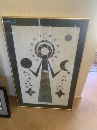 Original “New Age” Multi-Media Artwork Framed