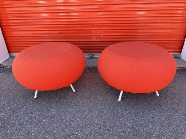 (2) Ottomans / Chairs ~ Allermuir Ottoman ~ MCM Orange Ottoman