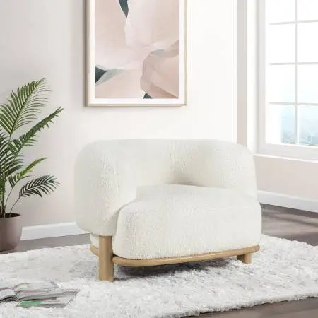 New Barrel Back Accent Chair in Soft Ivory Fabric!