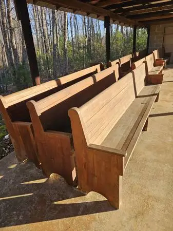 Wooden church pews
