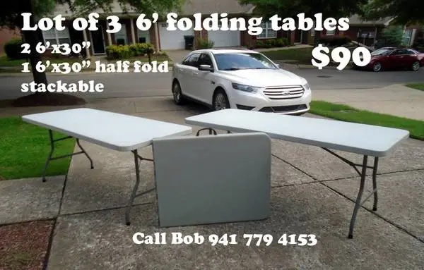 Lot of 3 6-foot folding tables