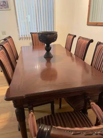 Natural Wood Dining Table w/ chairs and extension